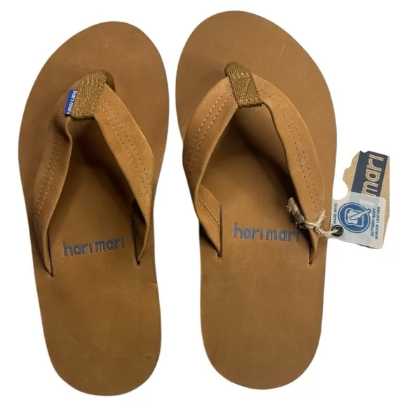 Hari Mari Fields Tan/Blue Flip Flops Shoe NWT Size:9