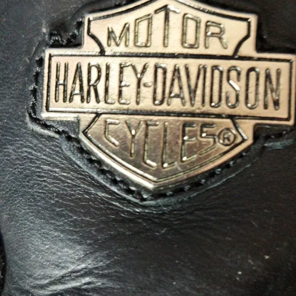 HARLEY-DAVIDSON BLACK LEATHER  MOTORCYCLE VINTAGE BOOTS