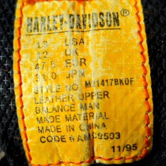 HARLEY-DAVIDSON BLACK LEATHER  MOTORCYCLE VINTAGE BOOTS