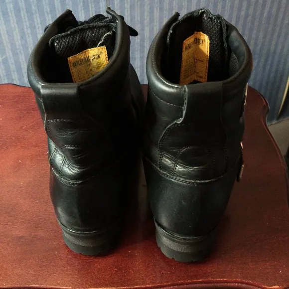 HARLEY-DAVIDSON BLACK LEATHER  MOTORCYCLE VINTAGE BOOTS