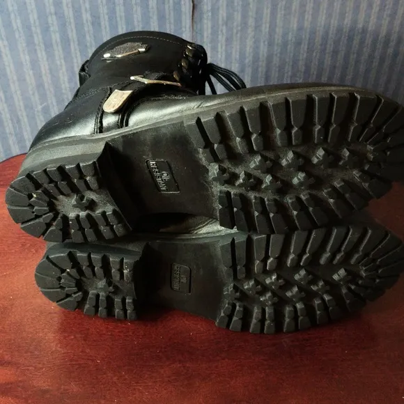 HARLEY-DAVIDSON BLACK LEATHER  MOTORCYCLE VINTAGE BOOTS