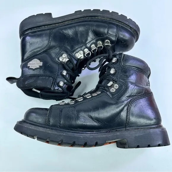 Harley-Davidson Men's 91610 Black Leather Ankle Biker Boots - Size 7