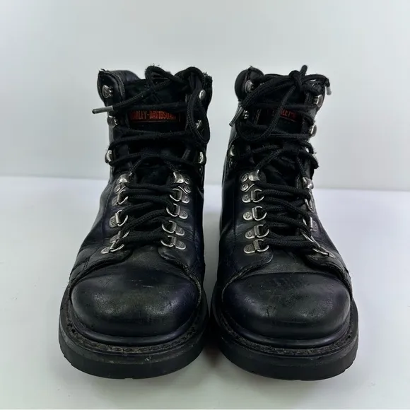 Harley-Davidson Men's 91610 Black Leather Ankle Biker Boots - Size 7