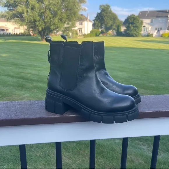 HELENE Rouge Paris leather heeled chunky chelsea boot black track sole boots 38