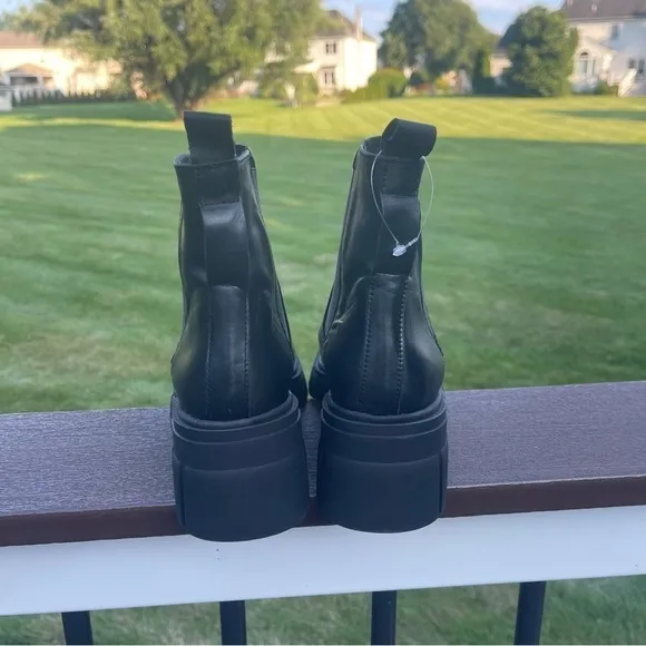 HELENE Rouge Paris leather heeled chunky chelsea boot black track sole boots 38