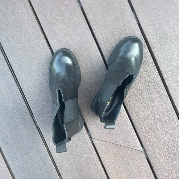 HELENE Rouge Paris leather heeled chunky chelsea boot black track sole boots 38