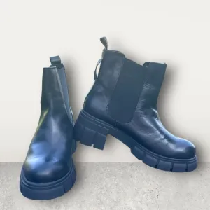HELENE Rouge Paris leather heeled chunky chelsea boot black track sole boots 38