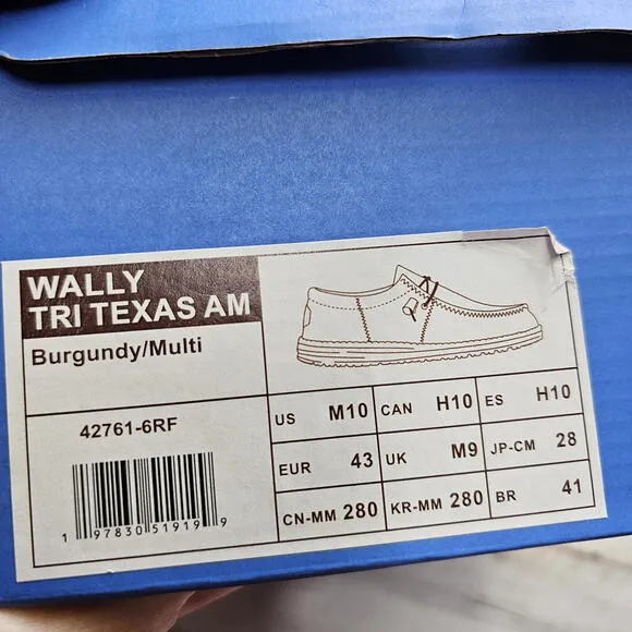 Hey Dude Wally NCAA TEXAS A&amp;M AGGIES Casual Shoe Men’s 10 NEW Gameday Fan Gift
