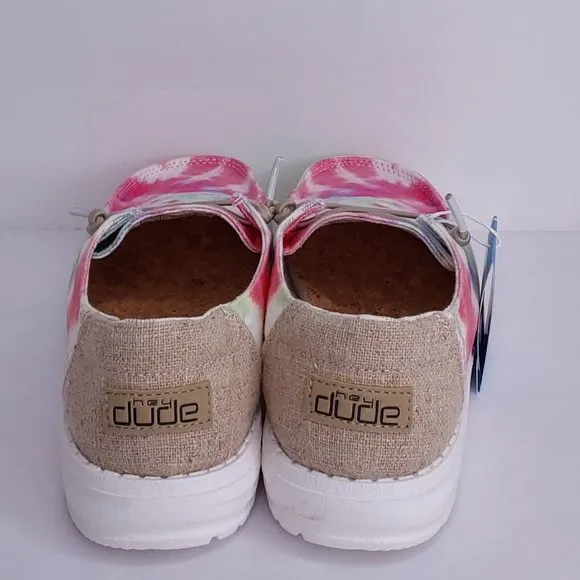 HEY DUDE 'WENDY BOHO MANDALA' TIE-DYE YOUTH LACE TRIM MOCCASIN SHOES SIZE 2