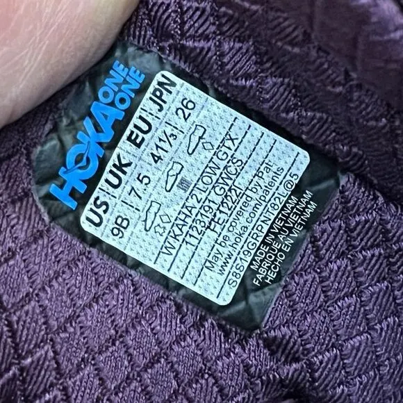 Hoka One One Women's Kaha 2 Low GTX Gore-Tex Hiking Shoes Size 9 B Grape Wine