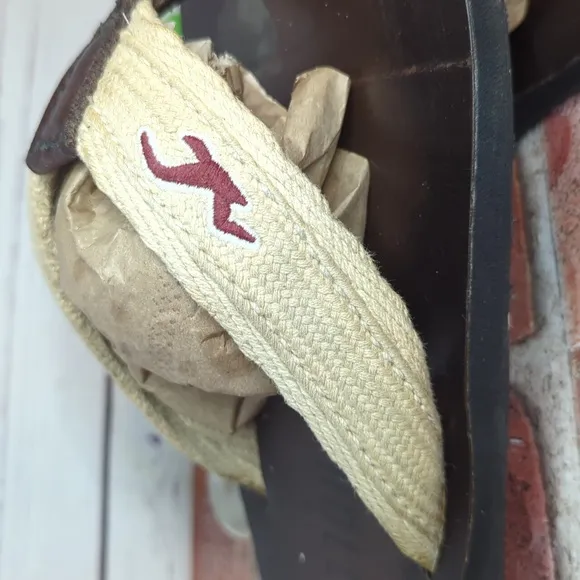 Hollister Flip Flop Sandals Y2K Men's 9.5 Brown and Tan Leather Beachy Casual