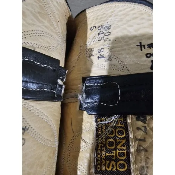 Hondo Boots Black Leather Cowboy Boots Vintage Men's Size 9.5 Western