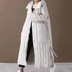 Hooded Long Quilted Coat | Lightweight | Warm and Elegant