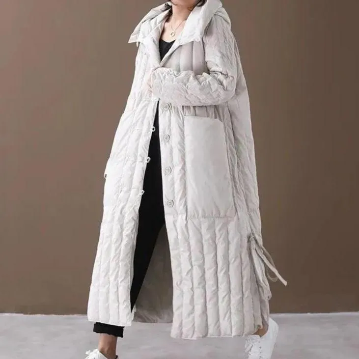 Hooded Long Quilted Coat | Lightweight | Warm and Elegant