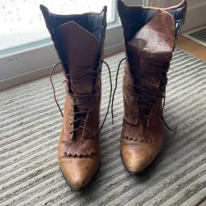 🎁Host Pick🎁 Durango Kiltie LaceUp Western Granny Distressed Leather Boots