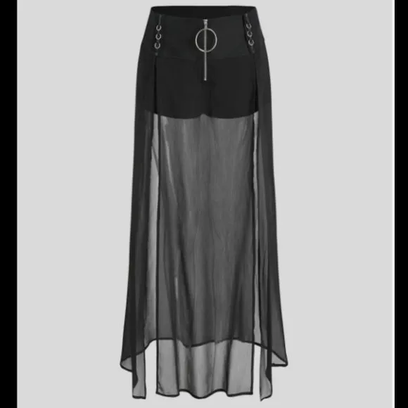 💥HOT ITEM💥Shorts with Chiffon Overlay in Black