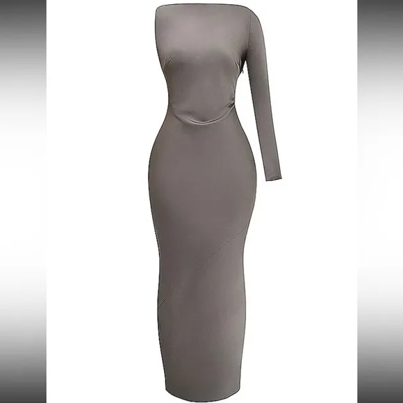 HOUSE OF CB 'Catiana' Smoke One Sleeve Maxi Dress/Size L-US 8-10 NWOT