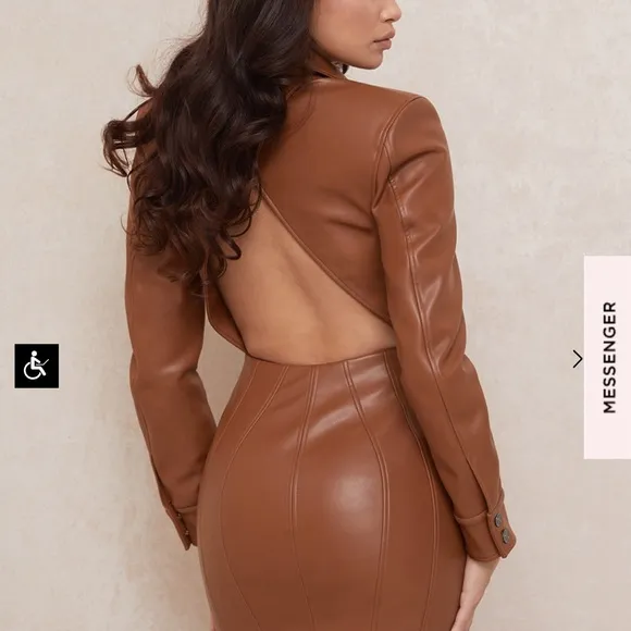 House of CB Crystal M Blazer Dress Vegan Leather