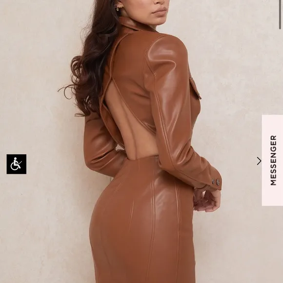 House of CB Crystal M Blazer Dress Vegan Leather