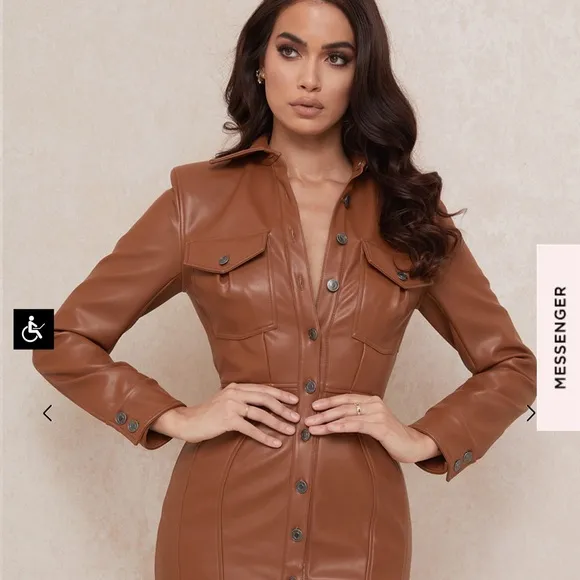 House of CB Crystal M Blazer Dress Vegan Leather