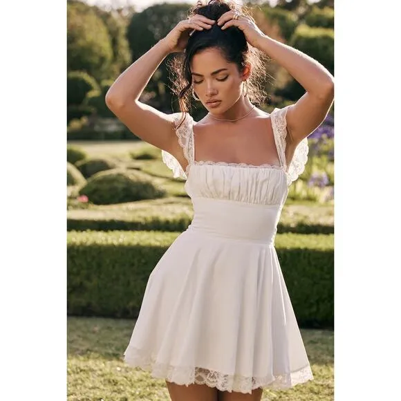 House of CB Kaia Ivory A-Line Mini Dress Size M Medium