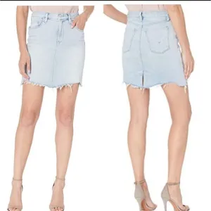 Hudson Jeans Skirt Lulu Pencil Light Blue Wash Frayed Denim Skirt Sz 26