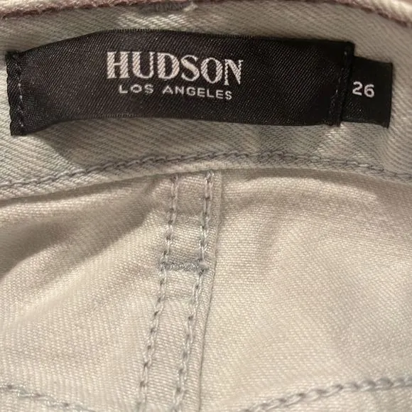 Hudson Jeans Skirt Lulu Pencil Light Blue Wash Frayed Denim Skirt Sz 26