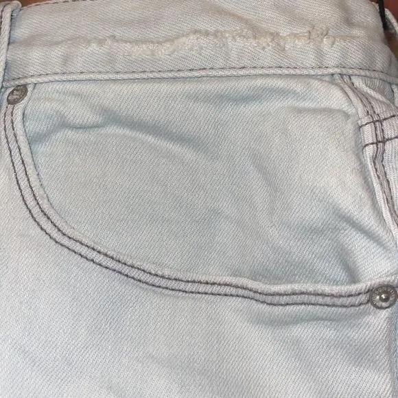Hudson Jeans Skirt Lulu Pencil Light Blue Wash Frayed Denim Skirt Sz 26