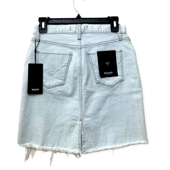 Hudson Jeans Skirt Lulu Pencil Light Blue Wash Frayed Denim Skirt Sz 26