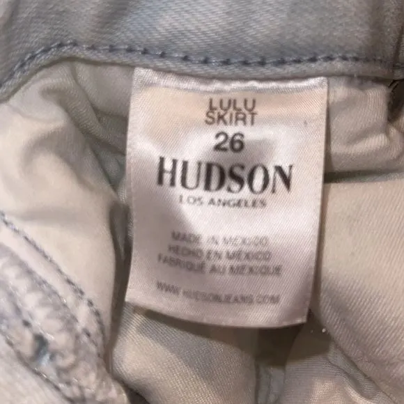 Hudson Jeans Skirt Lulu Pencil Light Blue Wash Frayed Denim Skirt Sz 26