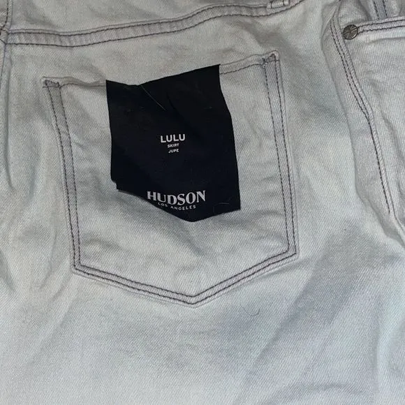 Hudson Jeans Skirt Lulu Pencil Light Blue Wash Frayed Denim Skirt Sz 26