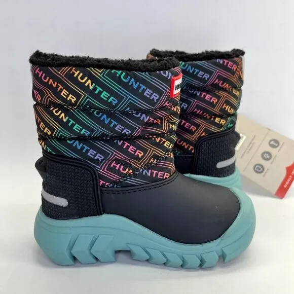 Hunter Girls' Intrepid Logo Cold Weather Snow Boots Size US Girl 8 UK 6 Rainbow