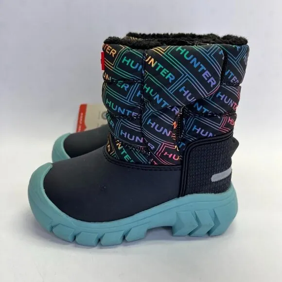 Hunter Girls' Intrepid Logo Cold Weather Snow Boots Size US Girl 8 UK 6 Rainbow
