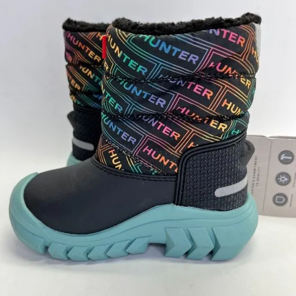 Hunter Girls' Intrepid Logo Cold Weather Snow Boots Size US Girl 8 UK 6 Rainbow