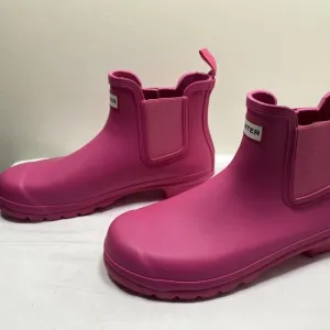 Hunter Original Chelsea Rain Boots Pink Waterproof Ankle Booties Women’s Size 10