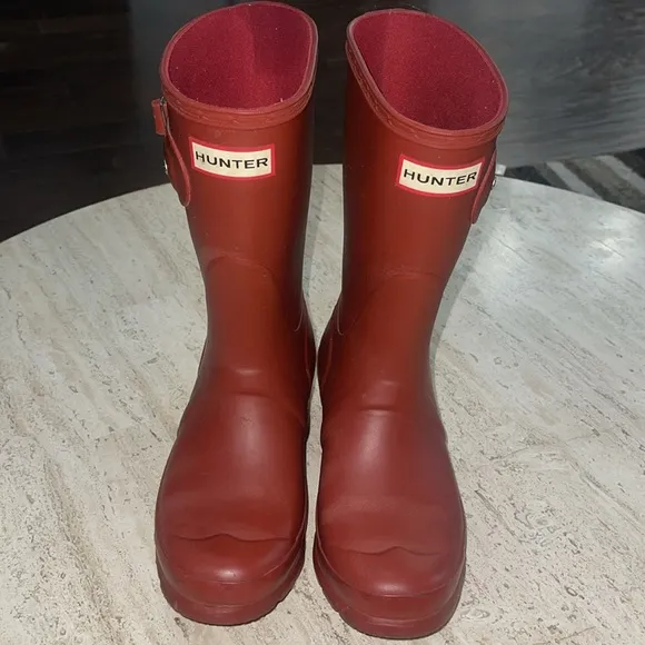 HUNTER Original Matte Finished Red Rain waterproof Boot Women's size 5 Mid Calf