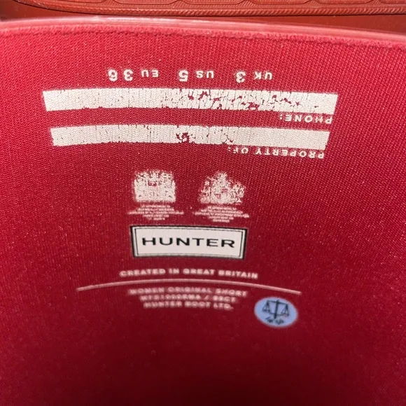 HUNTER Original Matte Finished Red Rain waterproof Boot Women's size 5 Mid Calf