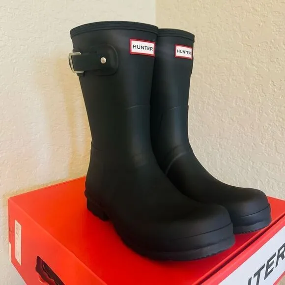 HUNTER Original Short Men's Waterproof Rain Boot, Rubber Black, Size 11, NWT