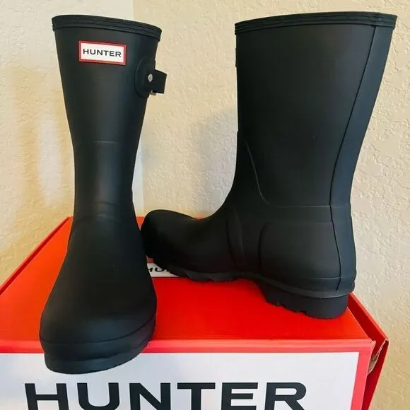 HUNTER Original Short Men's Waterproof Rain Boot, Rubber Black, Size 11, NWT