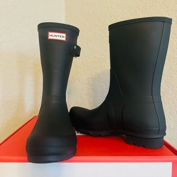 HUNTER Original Short Men's Waterproof Rain Boot, Rubber Black, Size 11, NWT