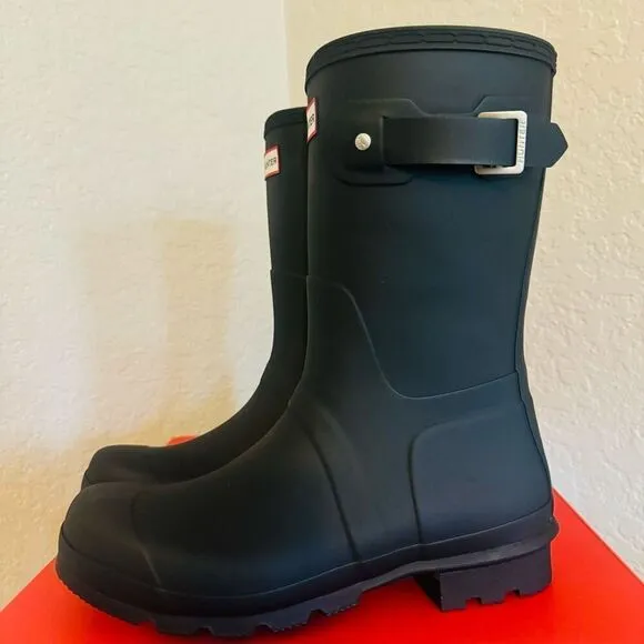 HUNTER Original Short Men's Waterproof Rain Boot, Rubber Black, Size 11, NWT
