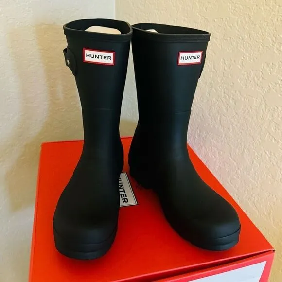 HUNTER Original Short Men's Waterproof Rain Boot, Rubber Black, Size 11, NWT