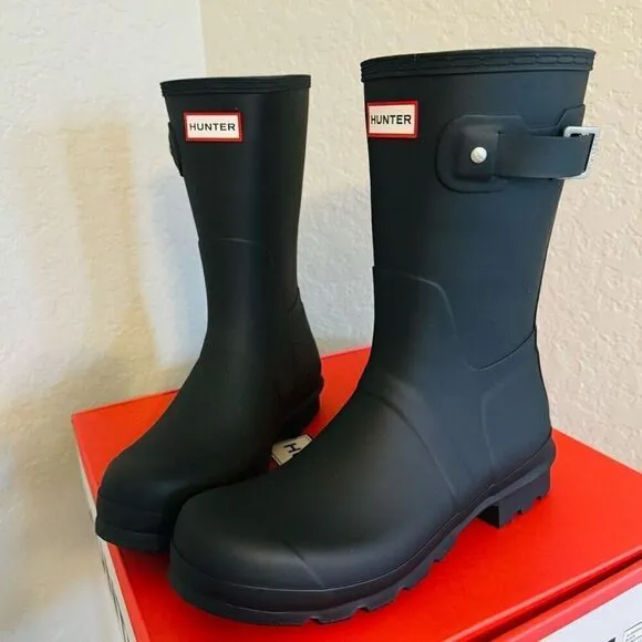 HUNTER Original Short Men's Waterproof Rain Boot, Rubber Black, Size 11, NWT