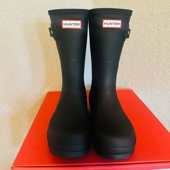 HUNTER Original Short Men's Waterproof Rain Boot, Rubber Black, Size 11, NWT