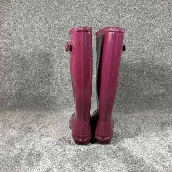 Hunter Rubber Pull-On Huntress Tall Gloss Boots Purple Pink W23990 Women’s Sz 6