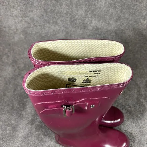 Hunter Rubber Pull-On Huntress Tall Gloss Boots Purple Pink W23990 Women’s Sz 6
