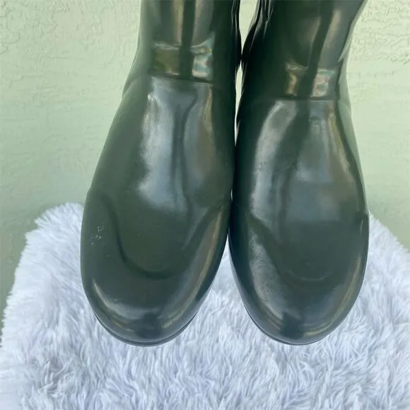 Hunter Women's Green Quilted Tall Rain Boots Size 9 Waterproof