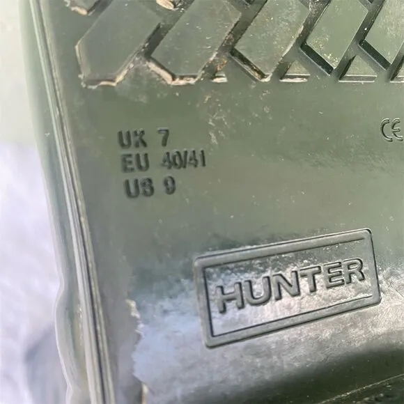 Hunter Women's Green Quilted Tall Rain Boots Size 9 Waterproof