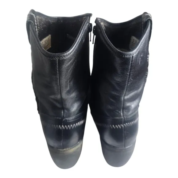 Hush Puppies Black Leather Waterproof Zip Boots Women's Sz 8 M