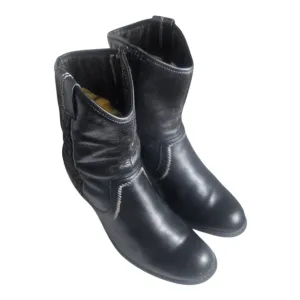 Hush Puppies Black Leather Waterproof Zip Boots Women's Sz 8 M
